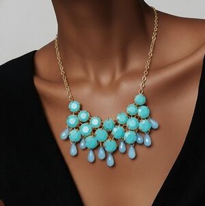 VINTAGE turquoise cascade statement necklace